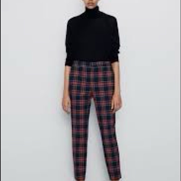 Zara | Pants & Jumpsuits | Zara Plaid Cigarette Ankle Pants | Poshmark
